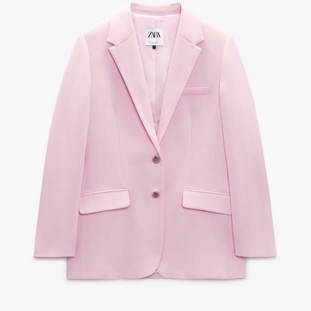 NWT ZARA straight cut blazer Pink  M - Picture 7 of 15